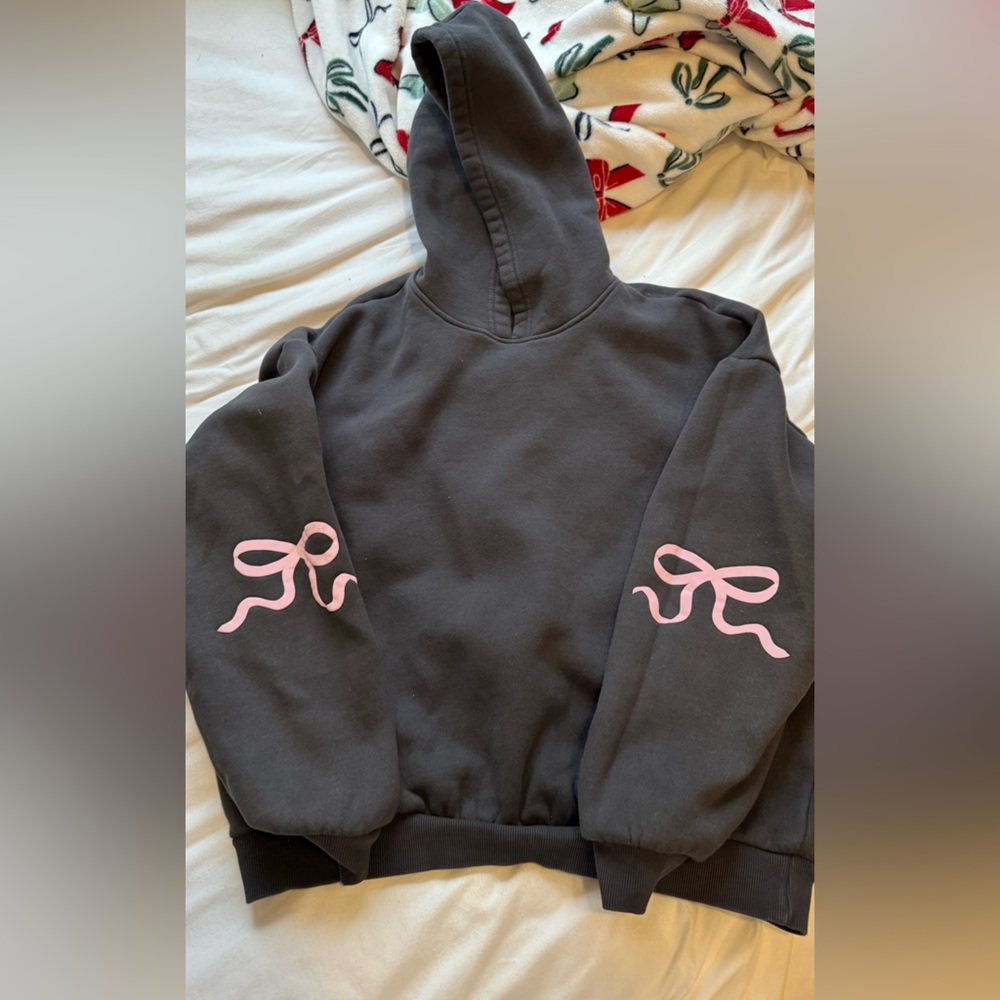 Edikted Black Hoodie with Pink Bow Accents